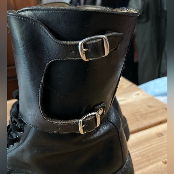 Vintage SOLDINI Leather Military Combat Boots Lug Sole Black 43 US 10 - Picture 9 of 16